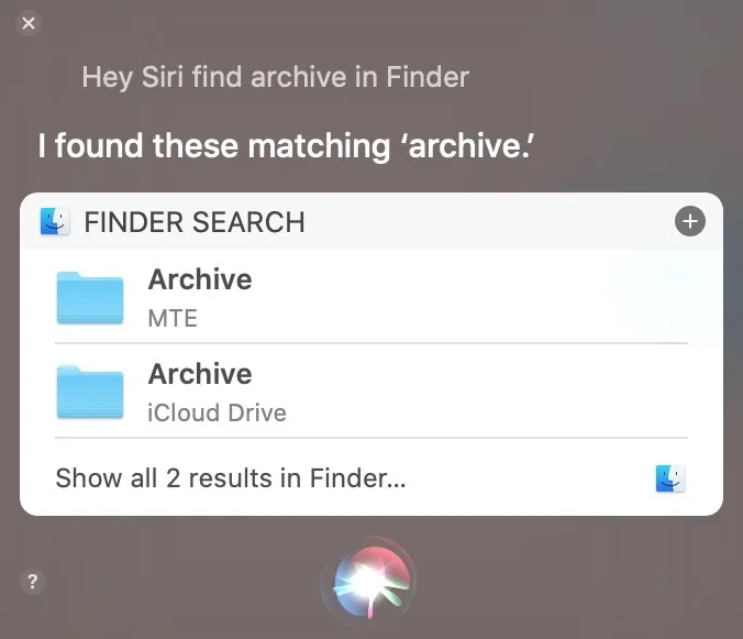 trouver des fichiers et dossiers avec Siri sur Mac