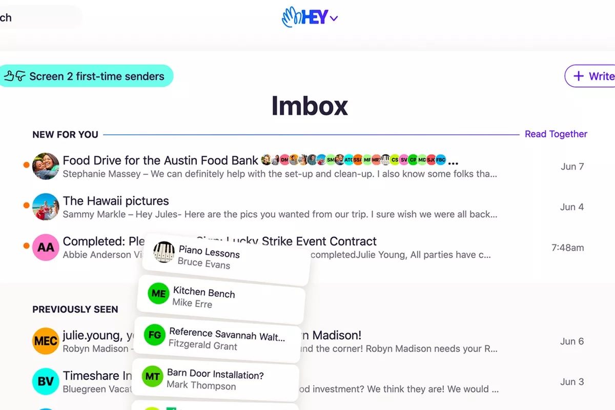 hey.com, fournisseur de messagerie électronique, décide des mails que tu reçois
